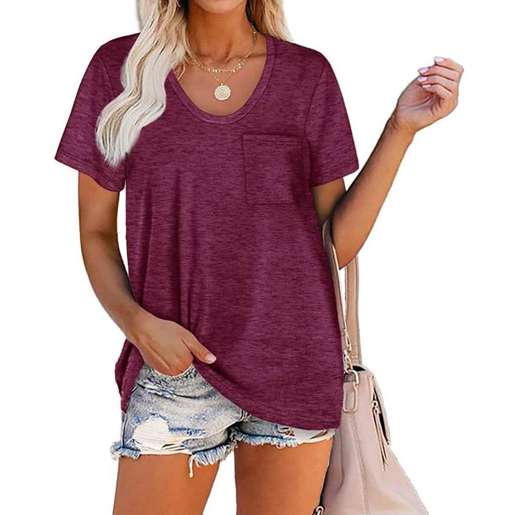 Women's Summer Short Sleeve Crew Neck Pocket Top by DailySale