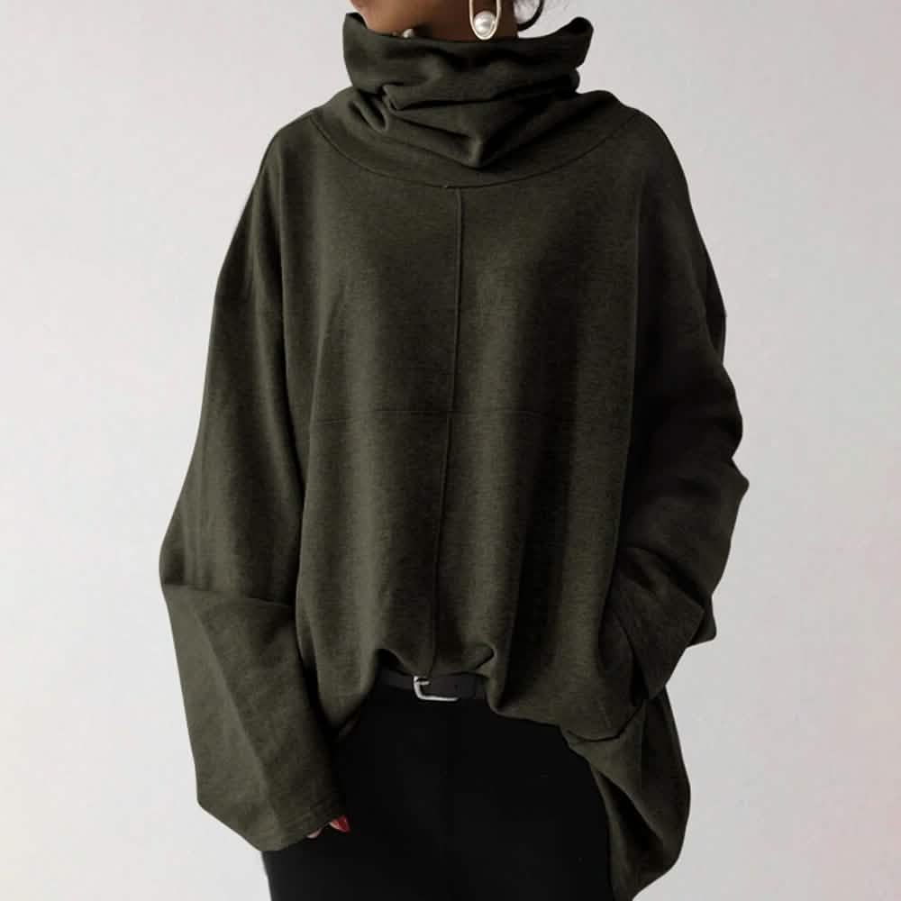Women's Turtleneck Wide Sleeves Solid Loose Pullover Sweatshirt by DailySale