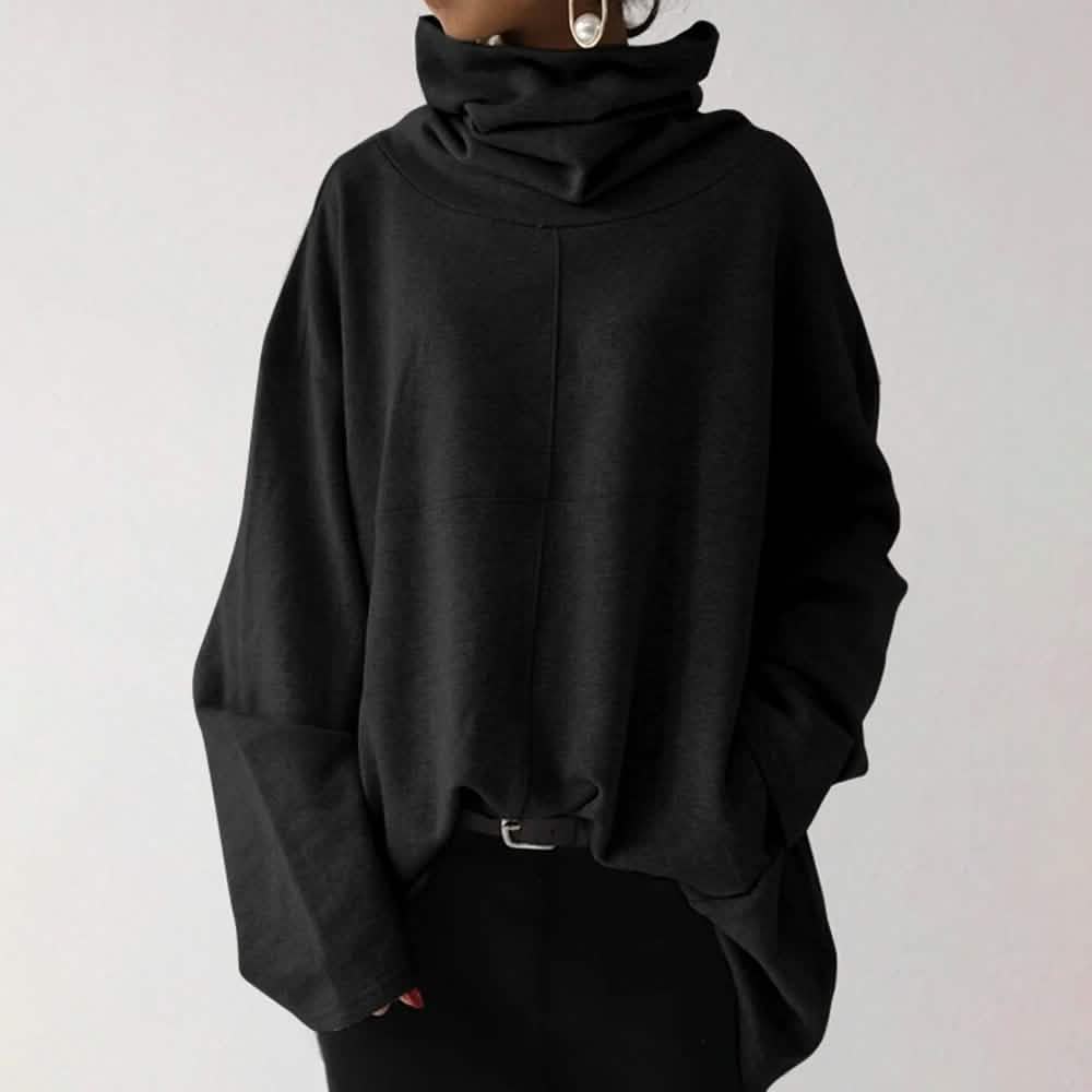 Women's Turtleneck Wide Sleeves Solid Loose Pullover Sweatshirt by DailySale
