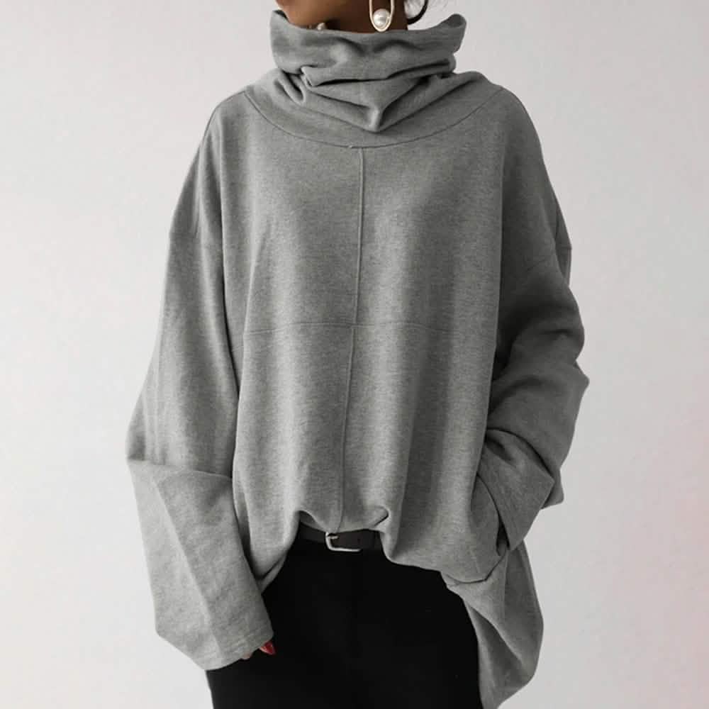 Women's Turtleneck Wide Sleeves Solid Loose Pullover Sweatshirt by DailySale