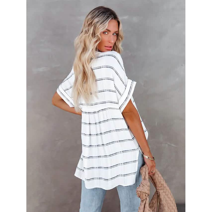 Women's V-Neck Loose Shirt Short Sleeve Top by DailySale
