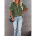 Women's V-Neck Loose Shirt Short Sleeve Top by DailySale
