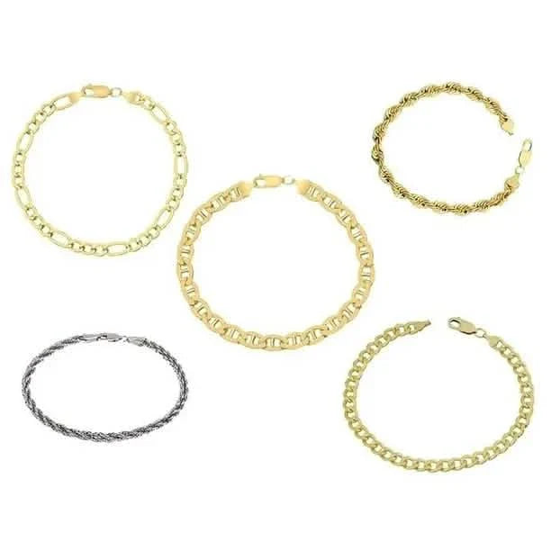 Yellow Gold Cuban, Mariner, Figaro, or Rope Bracelet Gold Filled High Polish Finish by DailySale